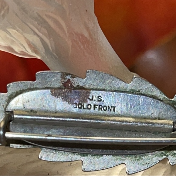 Antique Brooch GLADYS Engraved on Small Gold Leaf - Picture 5 of 12